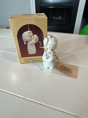 Vintage 1988 Precious Moments I'm Sending You a White Christmas Miniature Orname